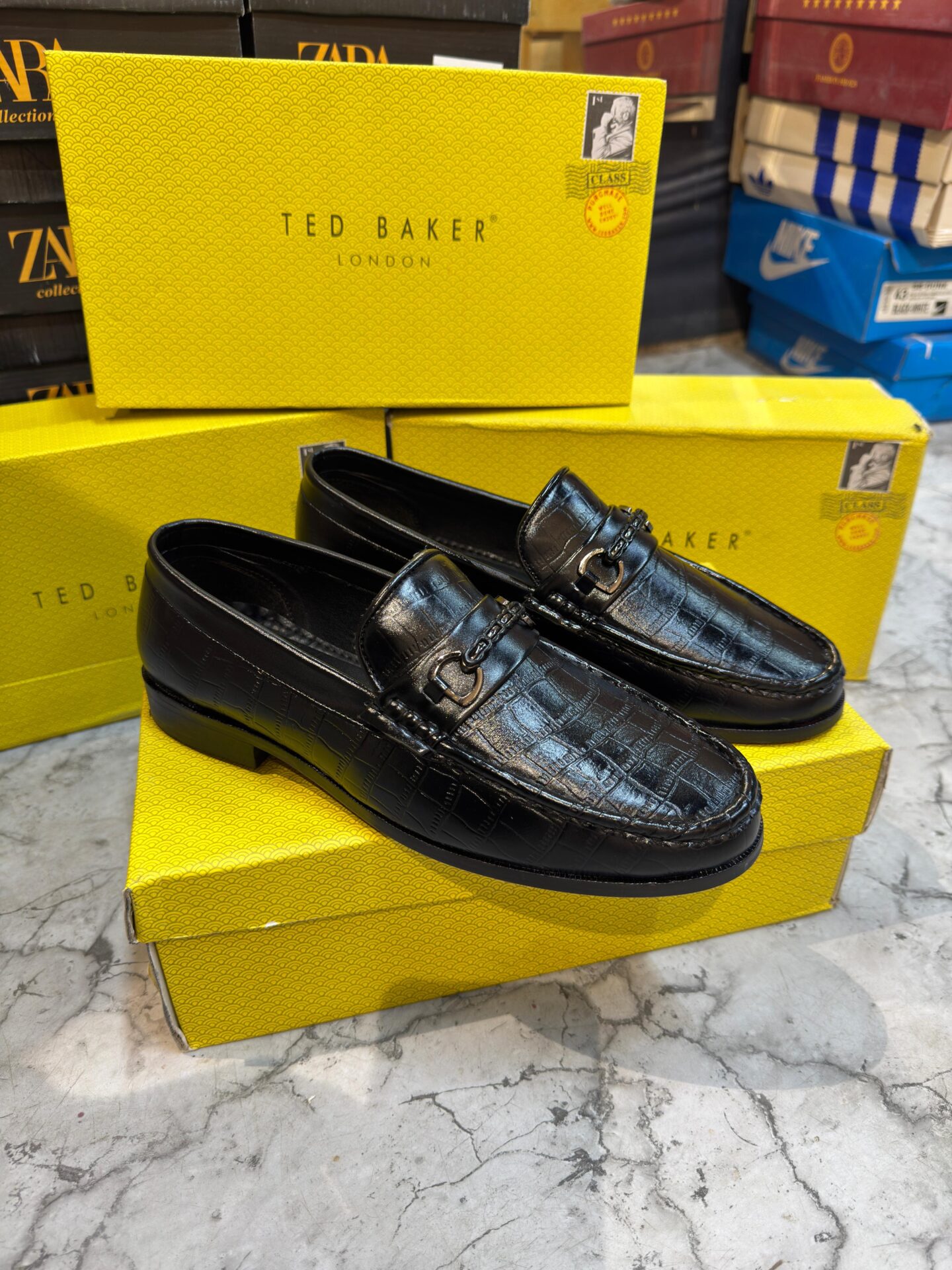 Ted Baker London Black Leather Horsebit Loafers for Men