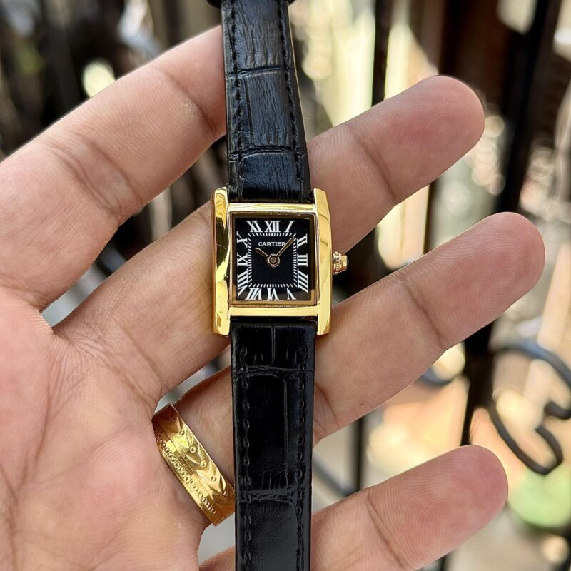 Cartier Tank Roman Dial Leather Strap 22mm Quartz Movement Ladies Watch