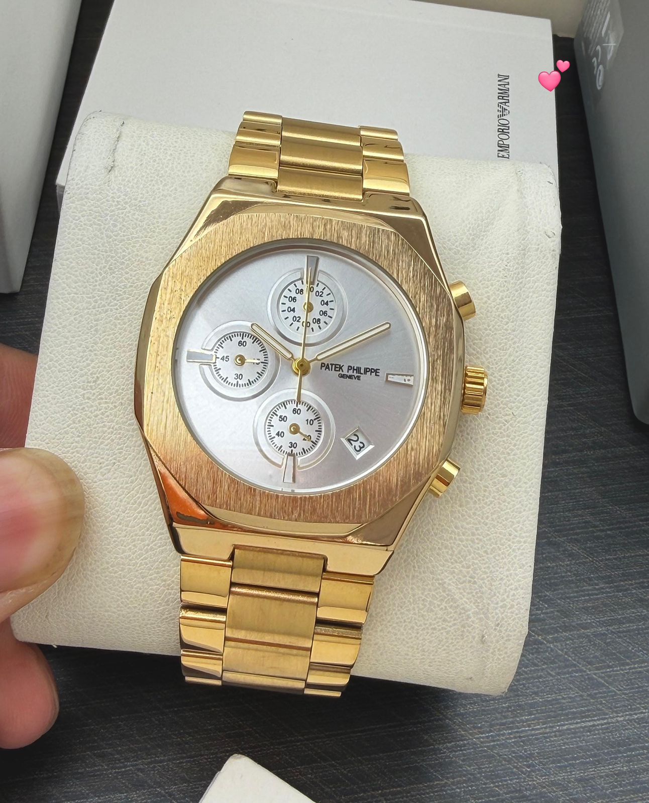 Patek Philippe Nautilus Two-Tone Silver Stainless Steel Chronograph 40mm Quartz Movement Men's Watch - Image 4