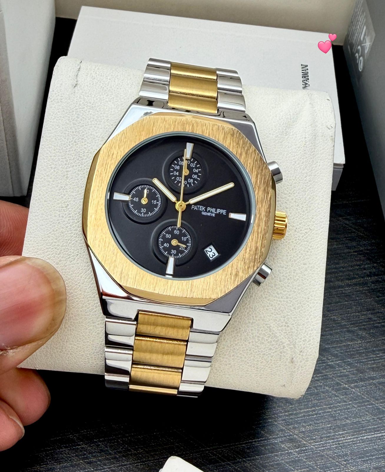 Patek Philippe Nautilus Two-Tone Silver Stainless Steel Chronograph 40mm Quartz Movement Men's Watch - Image 2