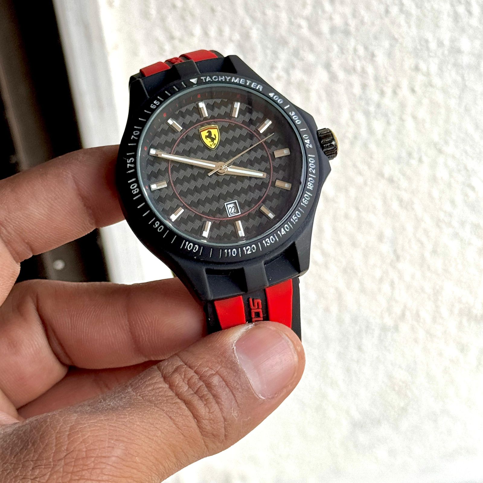 Scuderia Ferrari Black Red Sport Tachymeter 43mm Quartz Movement Men's Watch - Image 2