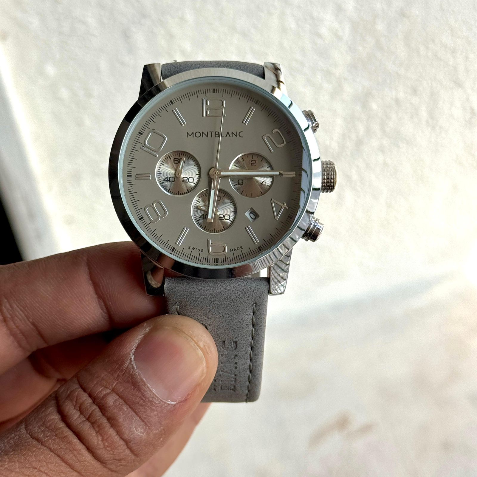 Montblanc Silver Cream Chronograph 43mm Quartz Movement Men's Watch