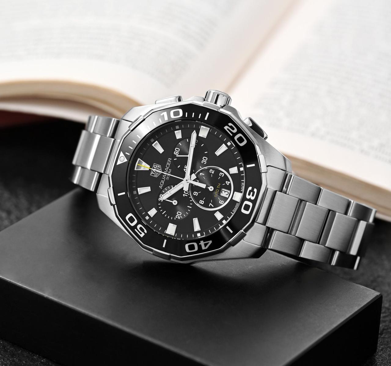 TAG Heuer Aquaracer 300M Black Dial Stainless Steel Chronograph 42mm Quartz Movement Men's Watch - Image 2