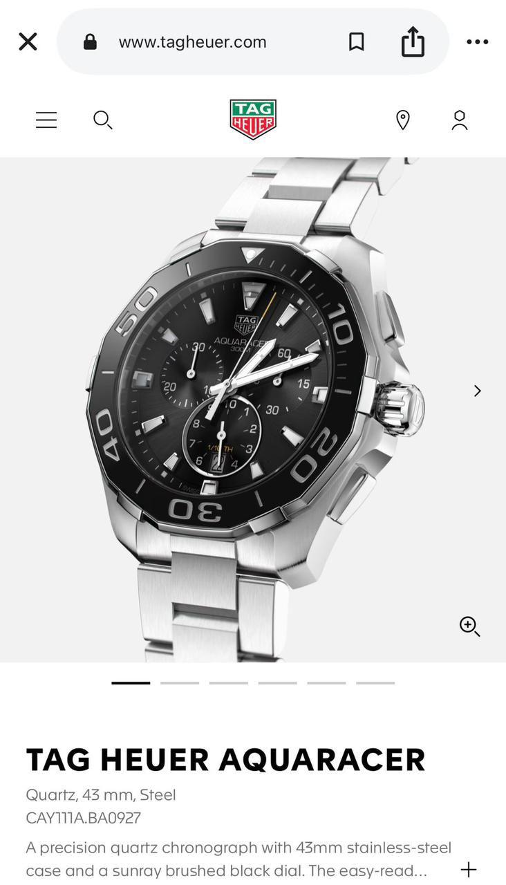 TAG Heuer Aquaracer 300M Black Dial Stainless Steel Chronograph 42mm Quartz Movement Men's Watch - Image 3