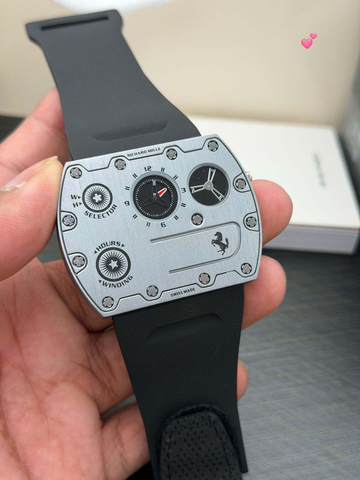 Richard Mille Rectangular Dual Display Rubber Strap Quartz Movement Men's Watch - Image 4