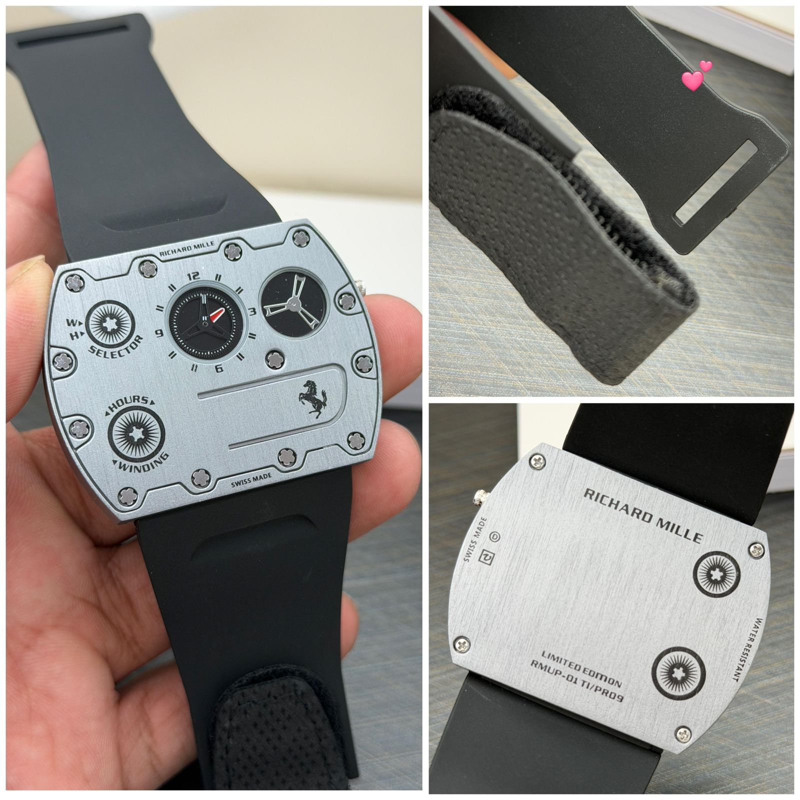 Richard Mille Rectangular Dual Display Rubber Strap Quartz Movement Men's Watch - Image 5