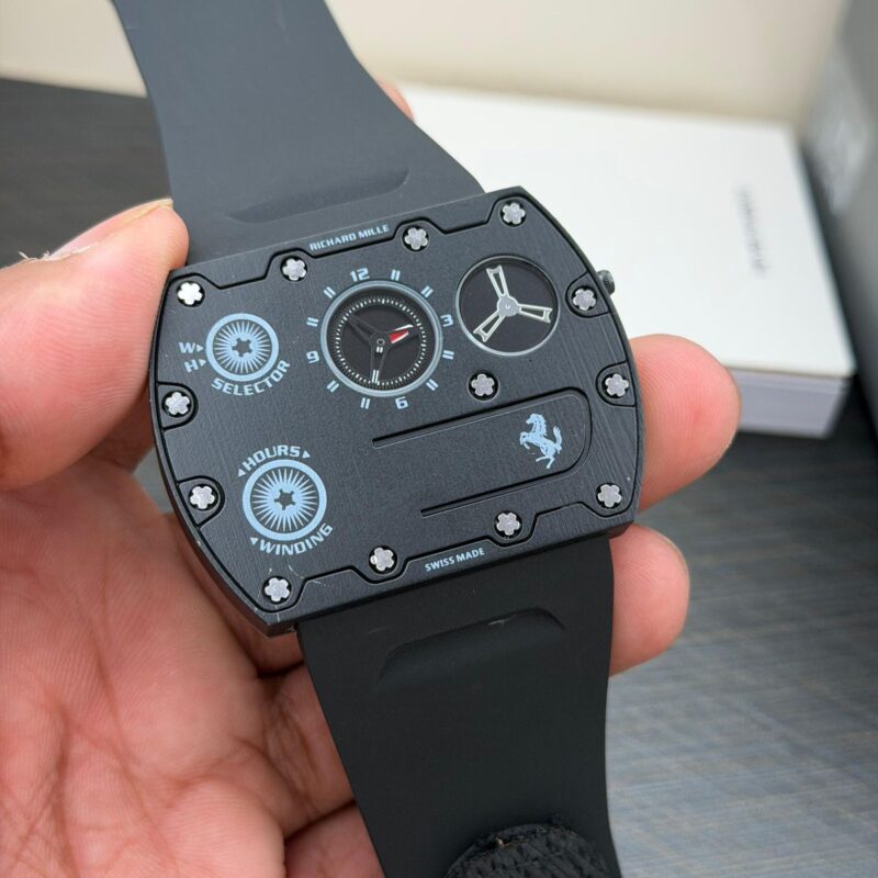 Richard Mille Rectangular Dual Display Rubber Strap Quartz Movement Men's Watch