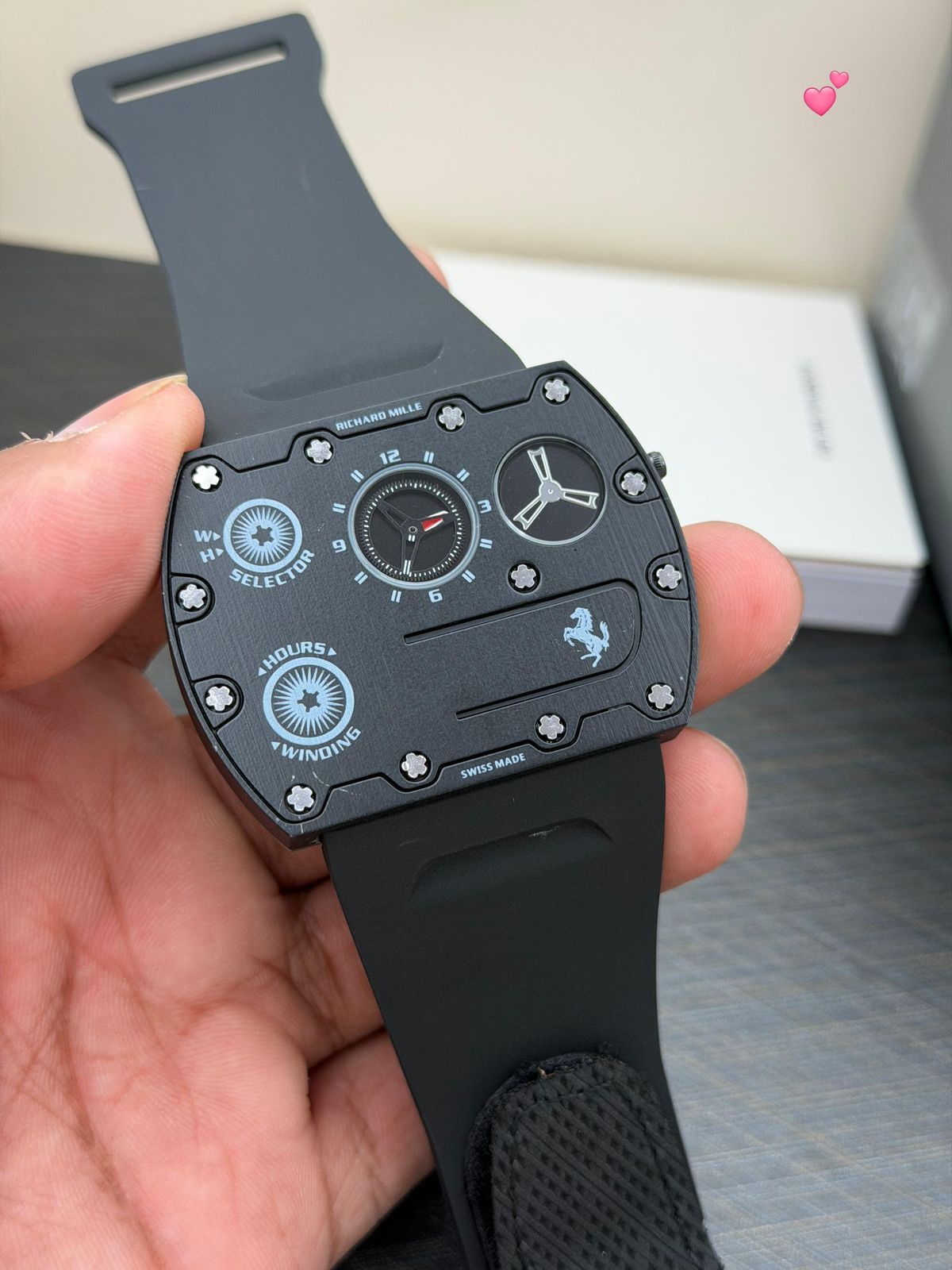 Richard Mille Rectangular Dual Display Rubber Strap Quartz Movement Men's Watch