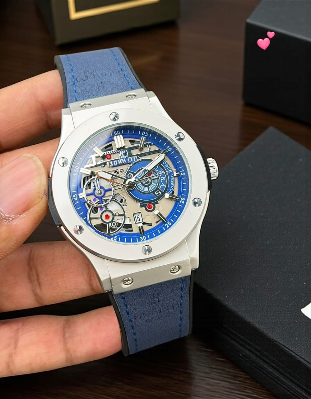 Hublot Skeleton Silver Case 44mm Quartz Movement Men's Watch