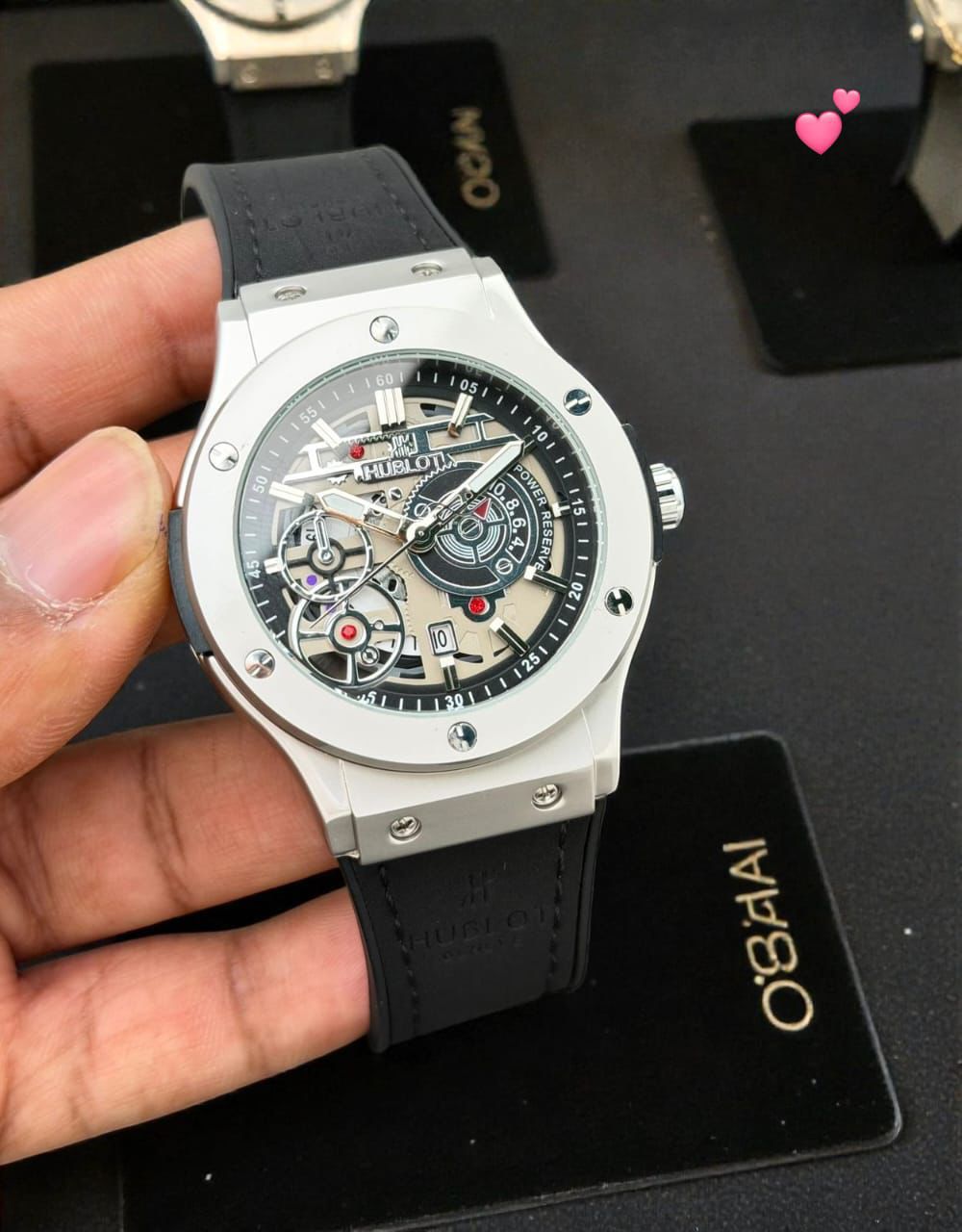 Hublot Skeleton Silver Case 44mm Quartz Movement Men's Watch - Image 3