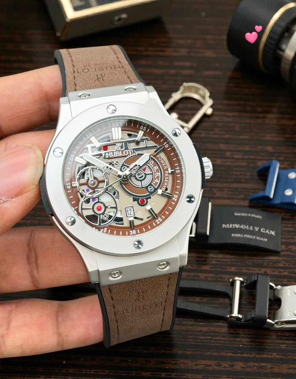 Hublot Skeleton Silver Case 44mm Quartz Movement Men's Watch - Image 4