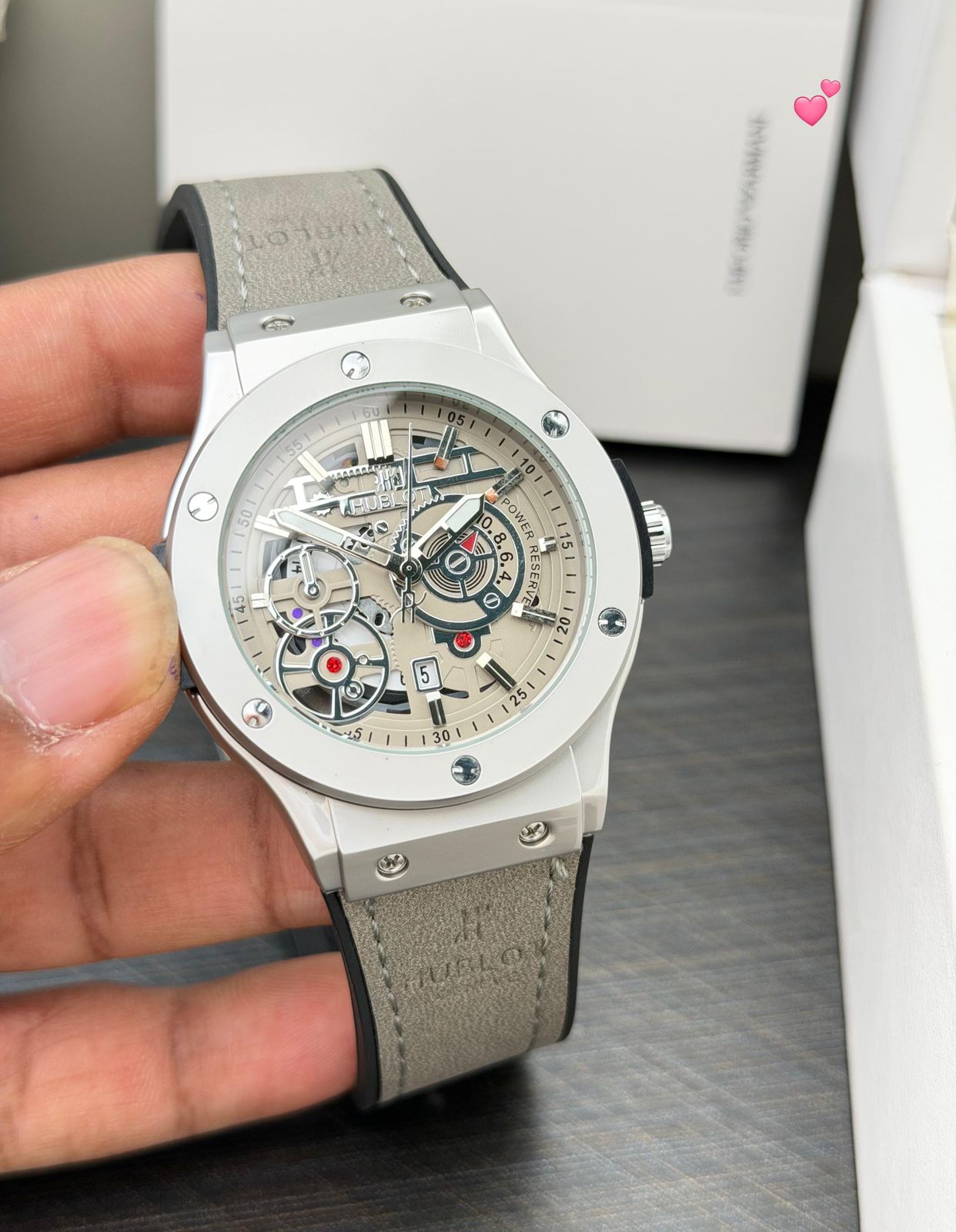 Hublot Skeleton Silver Case 44mm Quartz Movement Men's Watch - Image 5