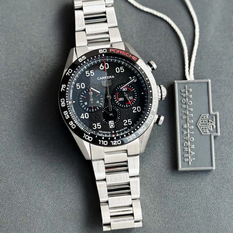 TAG Heuer Carrera Porsche Special Edition Black Dial Stainless Steel Chronograph 44mm Quartz Movement Men's Watch