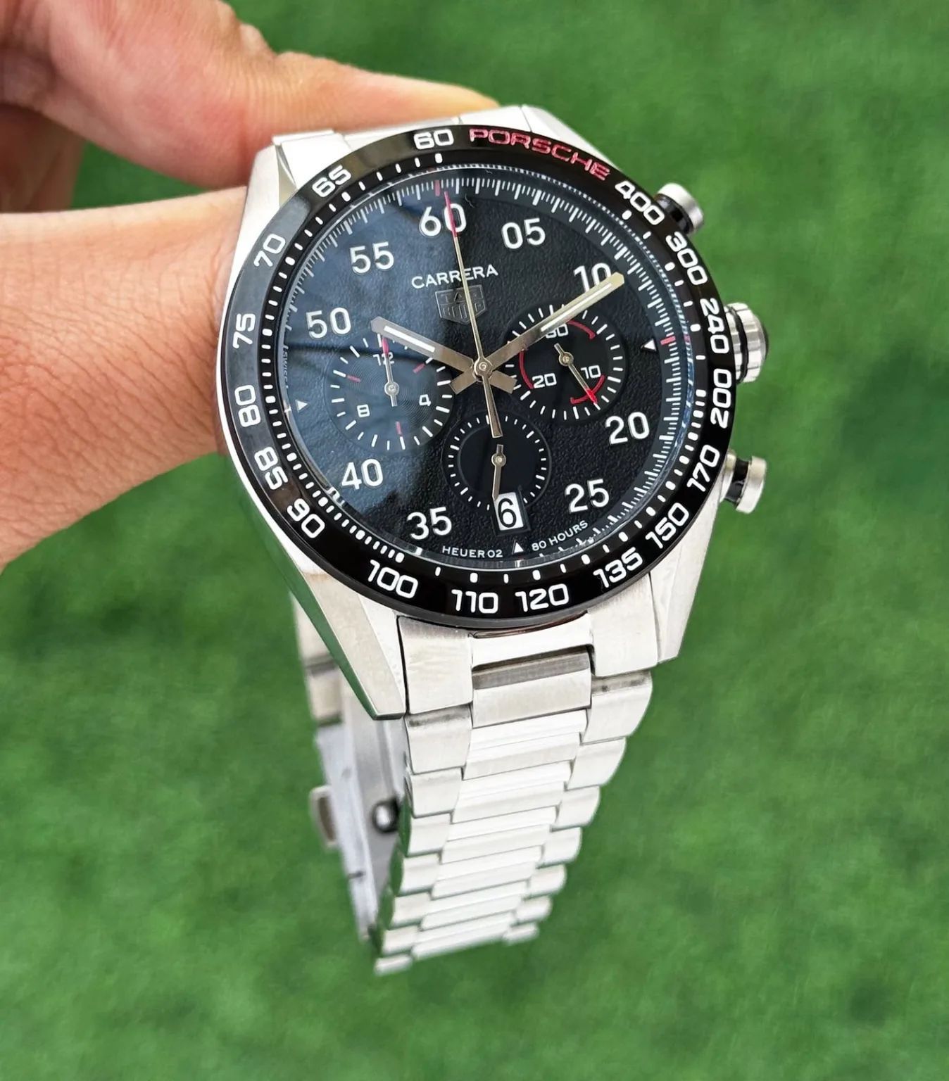 TAG Heuer Carrera Porsche Special Edition Black Dial  Stainless Steel Chronograph 44mm Quartz Movement Men's Watch - Image 3