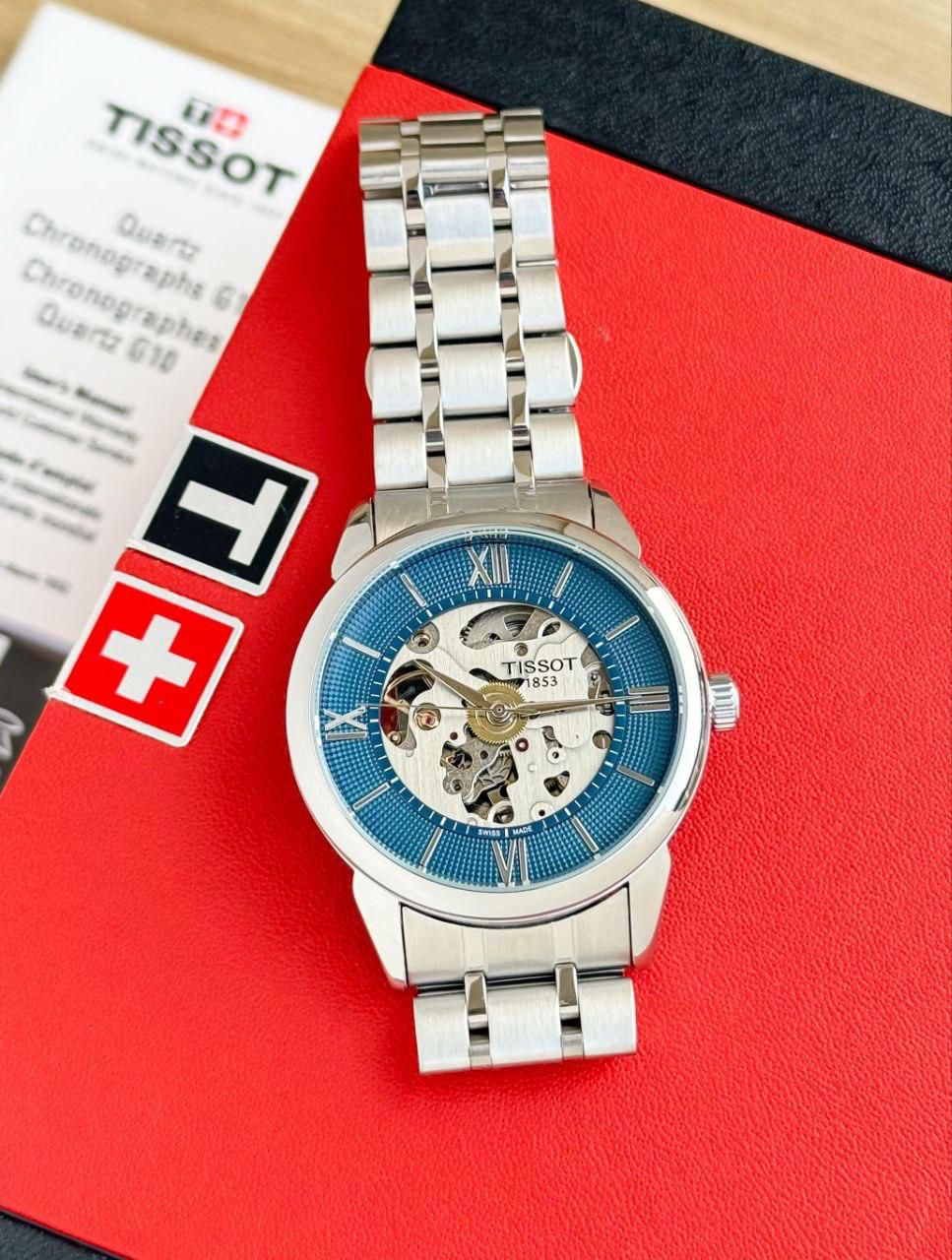 Tissot Blue Skeleton Roman Dial Stainless Steel Water Resistance 42mm Automatic Men's Watch - Image 2