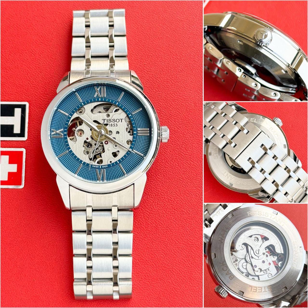 Tissot Blue Skeleton Roman Dial Stainless Steel Water Resistance 42mm Automatic Men's Watch - Image 3