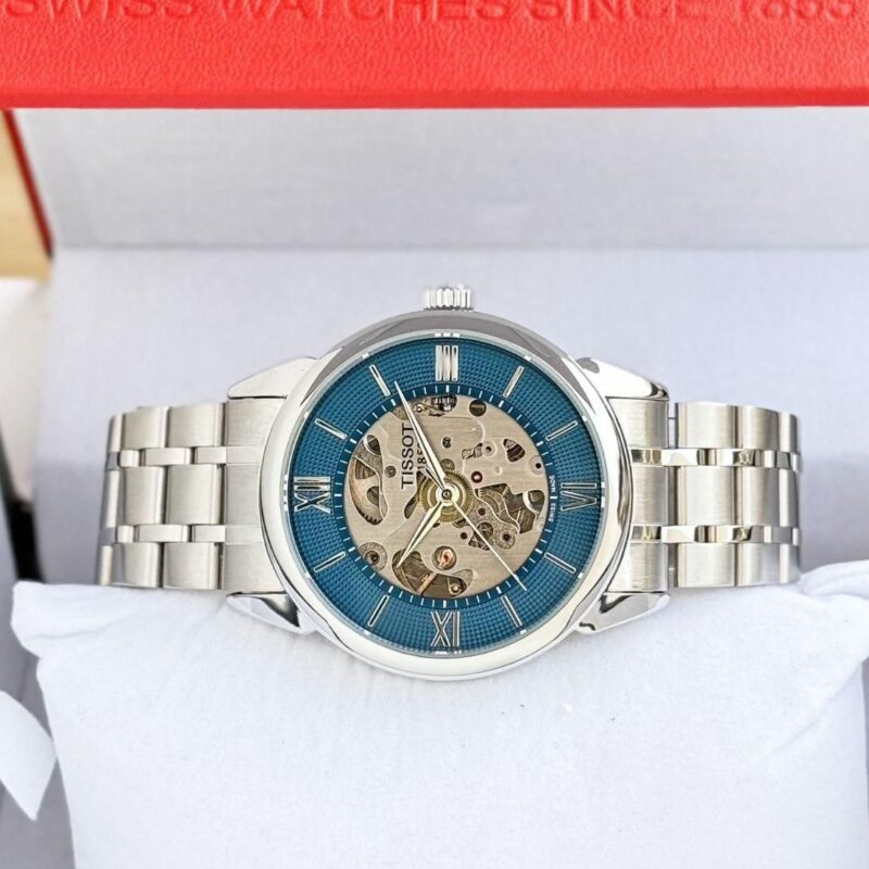 Tissot Blue Skeleton Roman Dial Stainless Steel Water Resistance 42mm Automatic Men's Watch