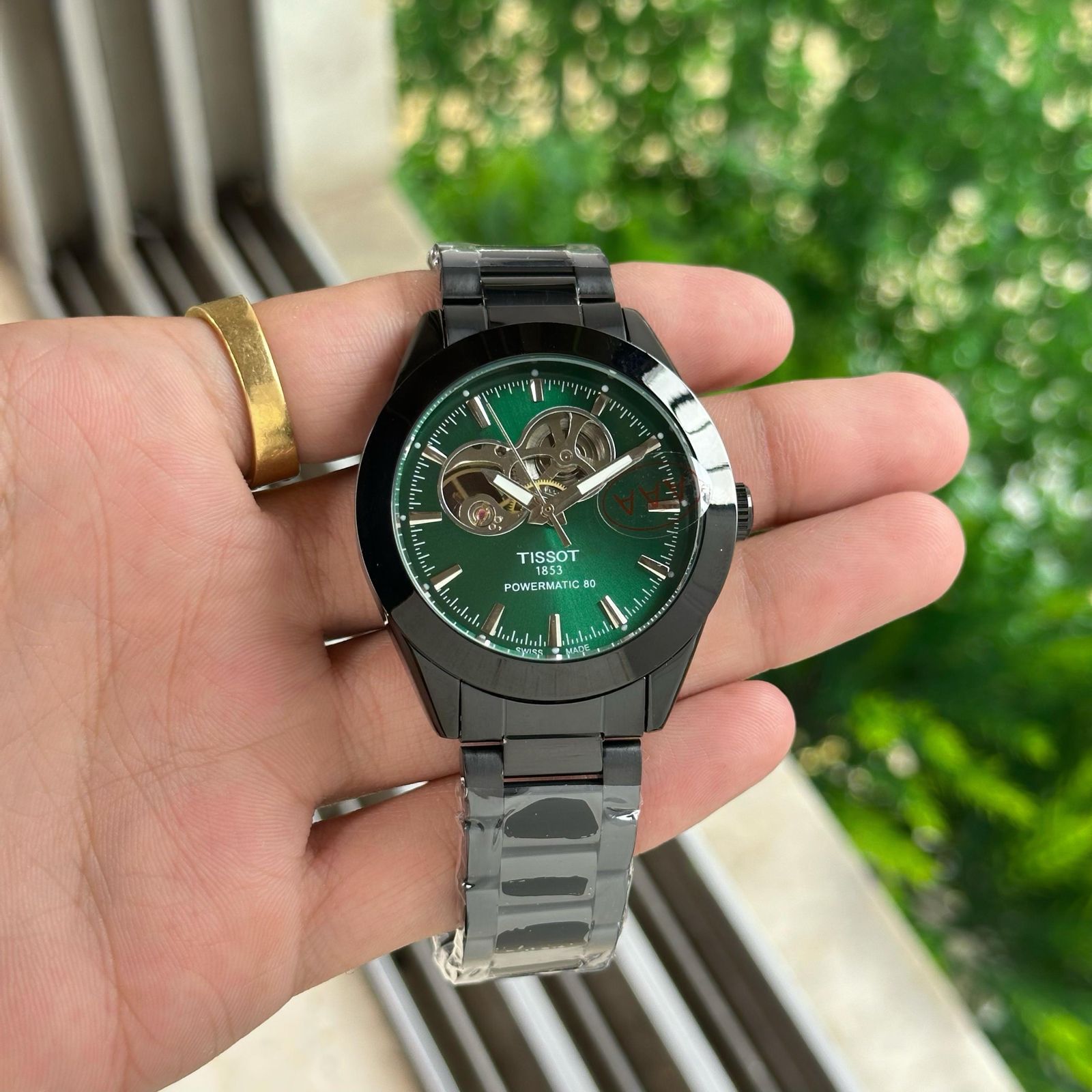 Tissot Black Powermatic 80 Stainless Steel Open Heart 43mm Automatic Men's Watch - Image 4