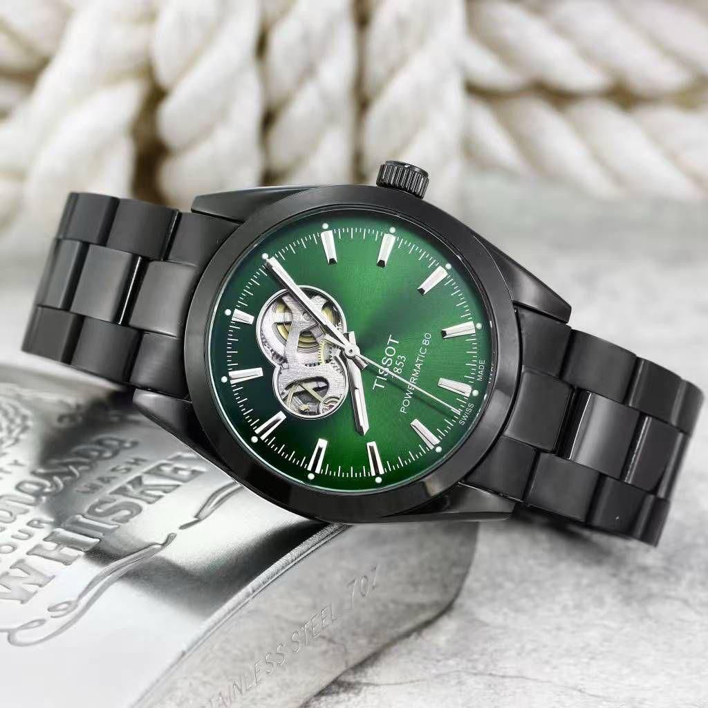 Tissot Black Powermatic 80 Stainless Steel Open Heart 43mm Automatic Men's Watch - Image 2