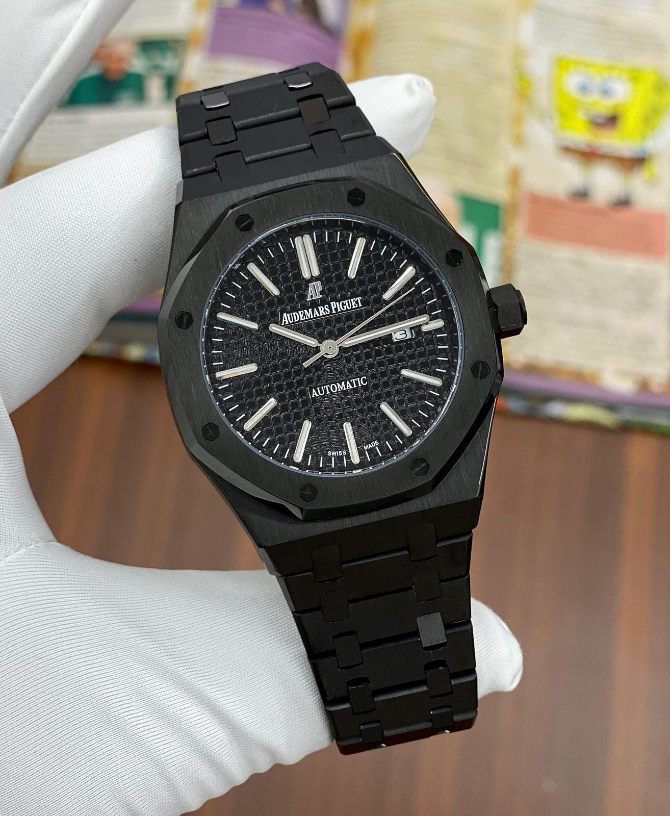 Audemars Piguet Royal Oak Stainless Steel Black 43mm Quartz Movement Men's Watch