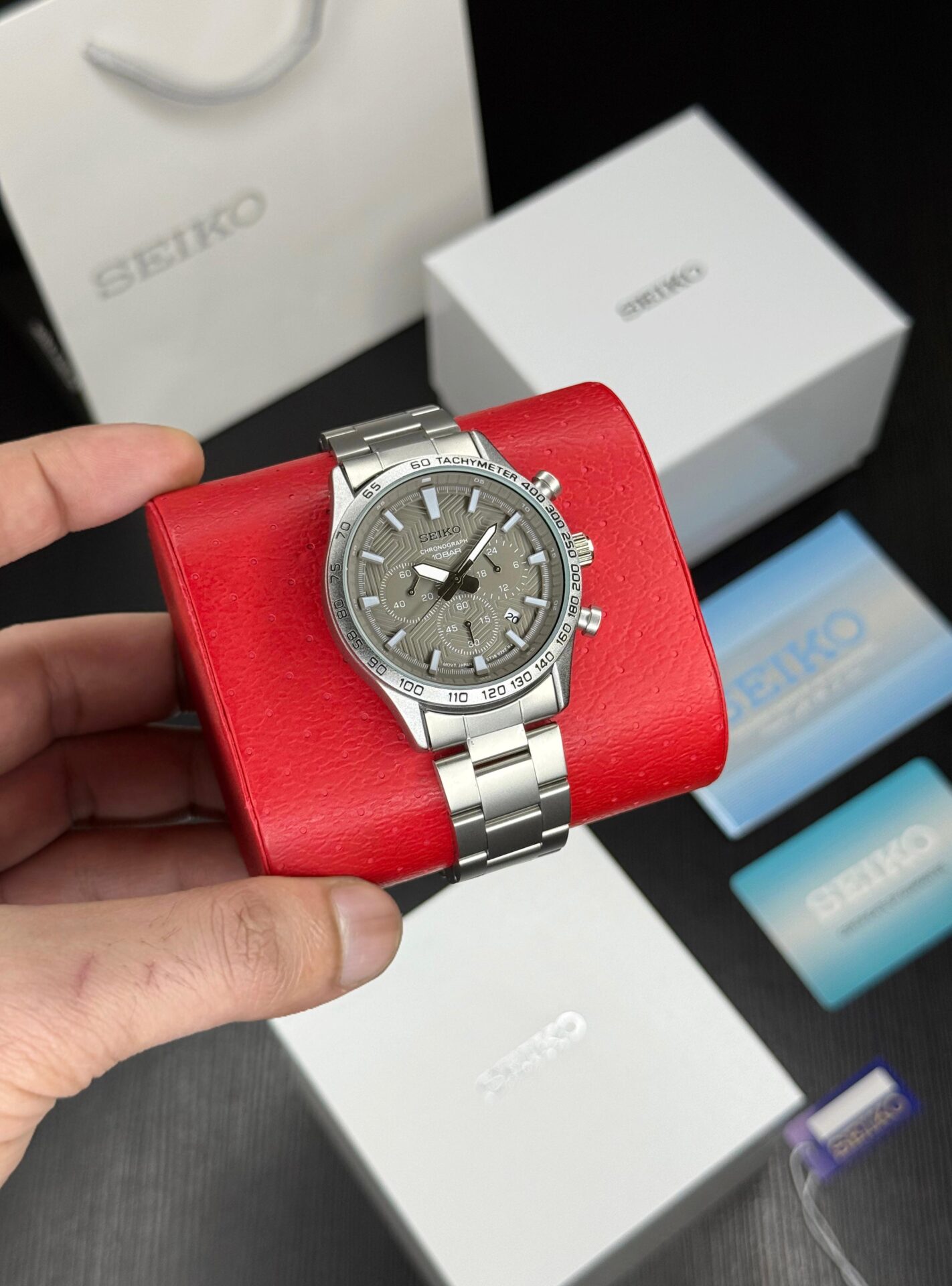 Seiko Sk Stainless Steel Grey Chronograph 42mm Quartz Movement Men's Watch