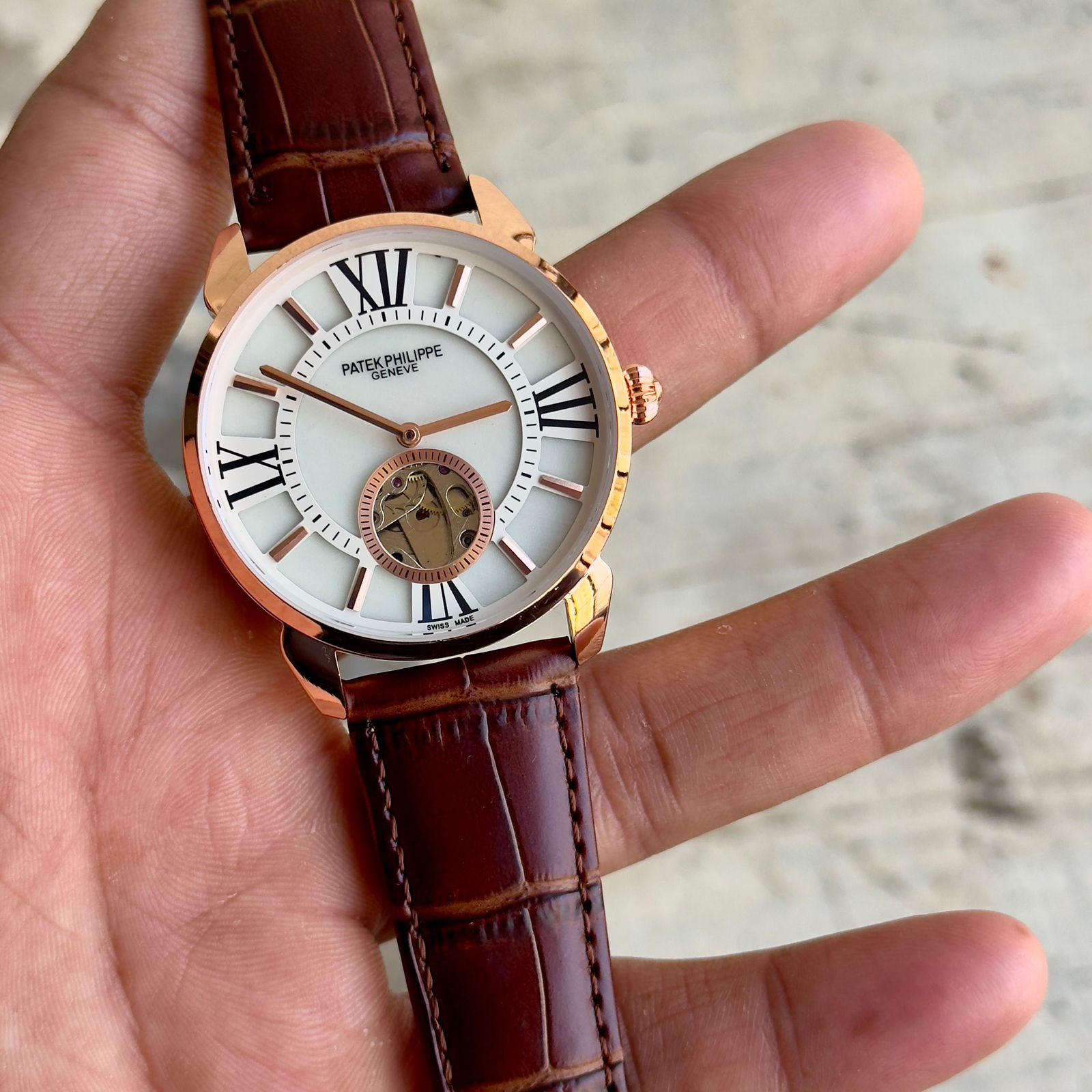 Patek Philippe Master Tourbillion Open Heart Leather Strap 44mm Automatic Men's Watch