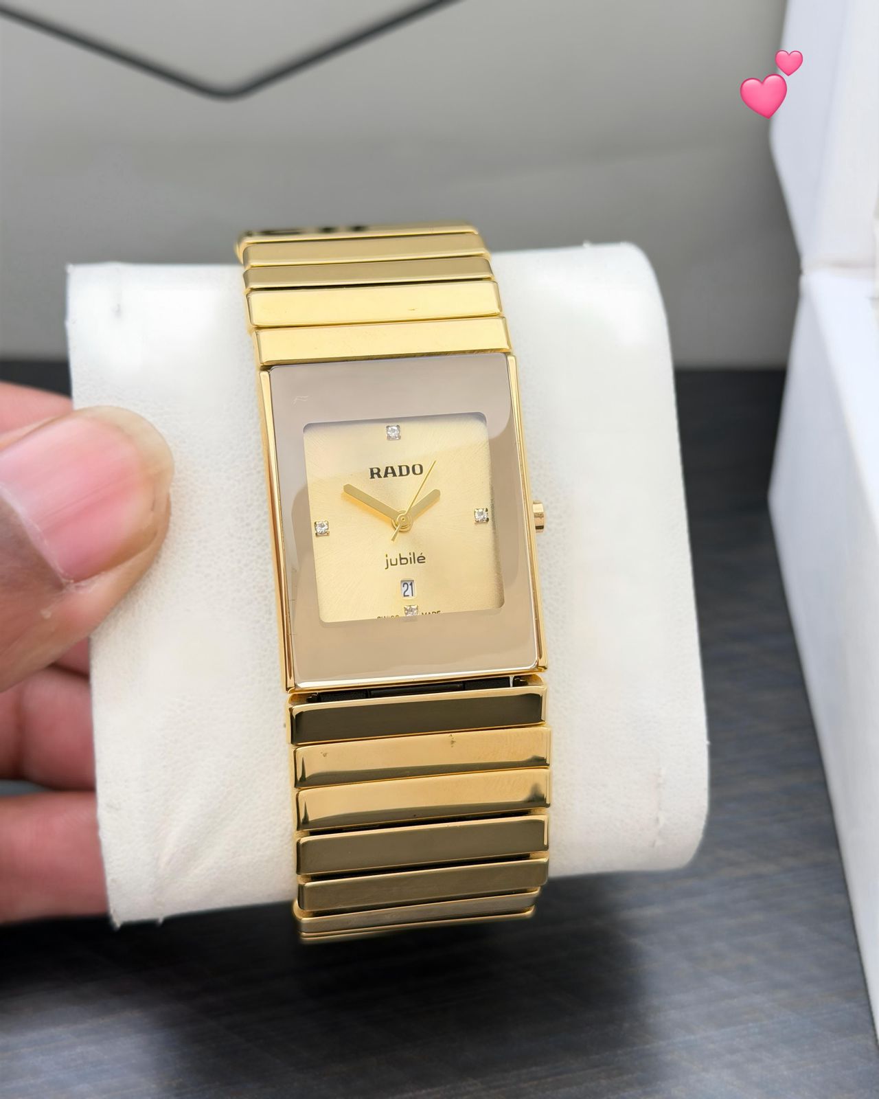 Rado Jubile Black Ceramic Rectangular Diamond Dial Quartz Movement Men’s Watch - Image 2