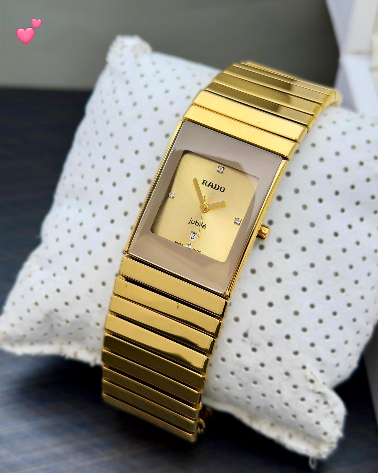 Rado Jubile Black Ceramic Rectangular Diamond Dial Quartz Movement Men’s Watch - Image 3