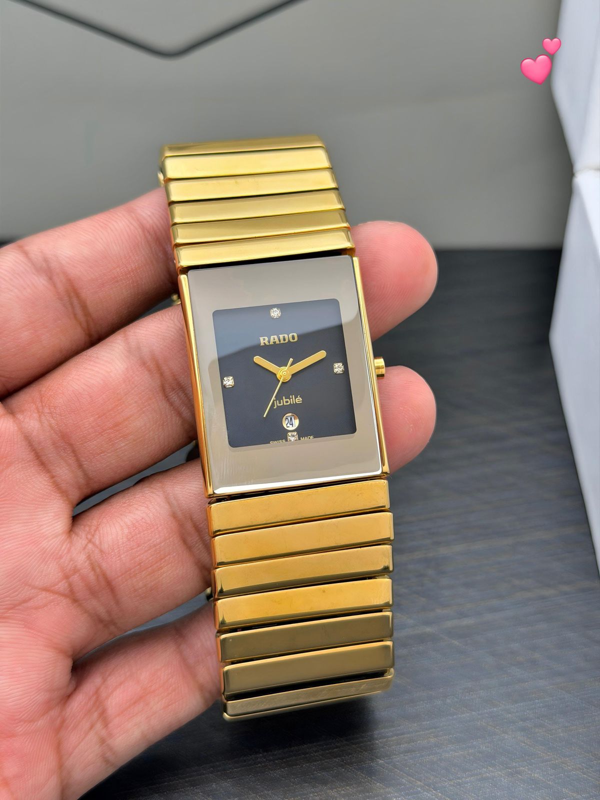 Rado Jubile Black Ceramic Rectangular Diamond Dial Quartz Movement Men’s Watch - Image 5