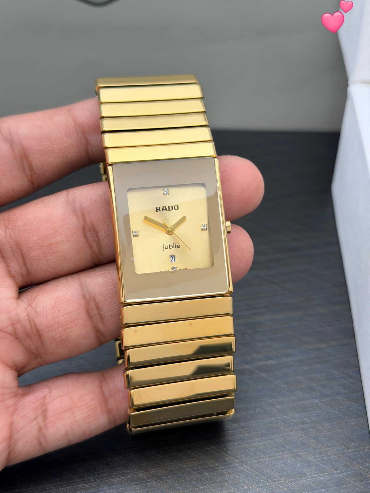 Rado Jubile Black Ceramic Rectangular Diamond Dial Quartz Movement Men’s Watch - Image 6