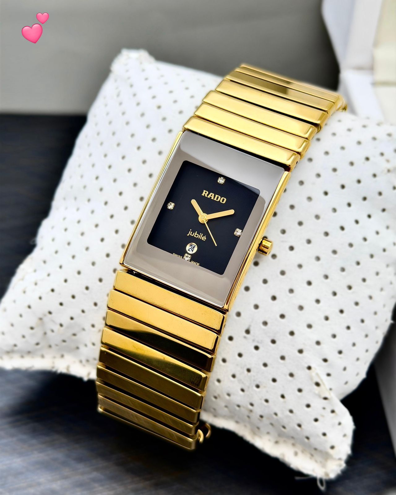 Rado Jubile Black Ceramic Rectangular Diamond Dial Quartz Movement Men’s Watch - Image 4