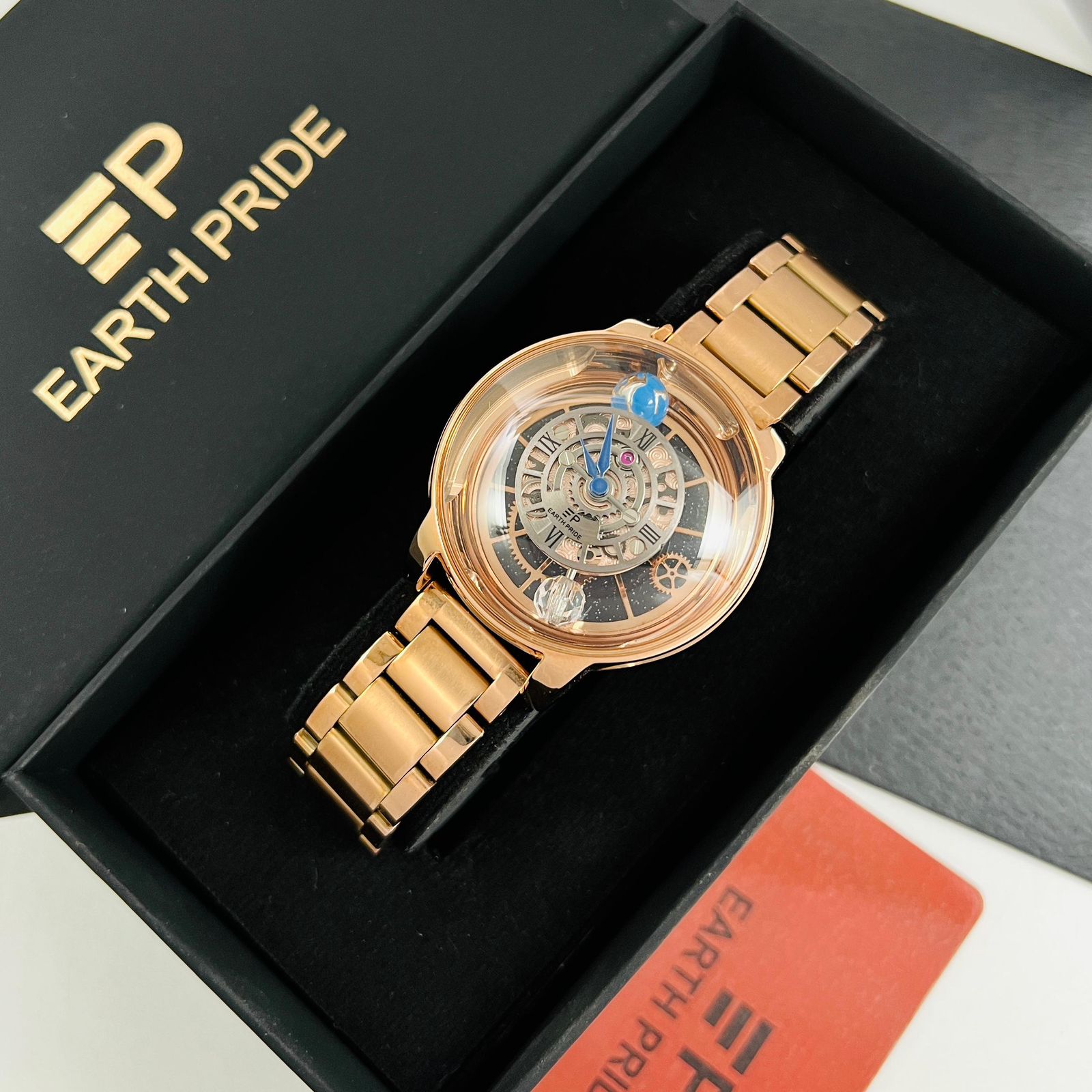 Earth Pride Skeleton Earth To Moon Sapphire Glass 34mm Swiss Movement Men's watch - Image 2