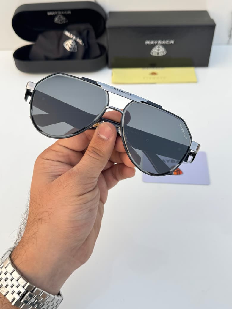 Maybach Luxury Aviator Sunglasses - Premium Wood Grain Temple & Titanium Finish Designer - Image 4