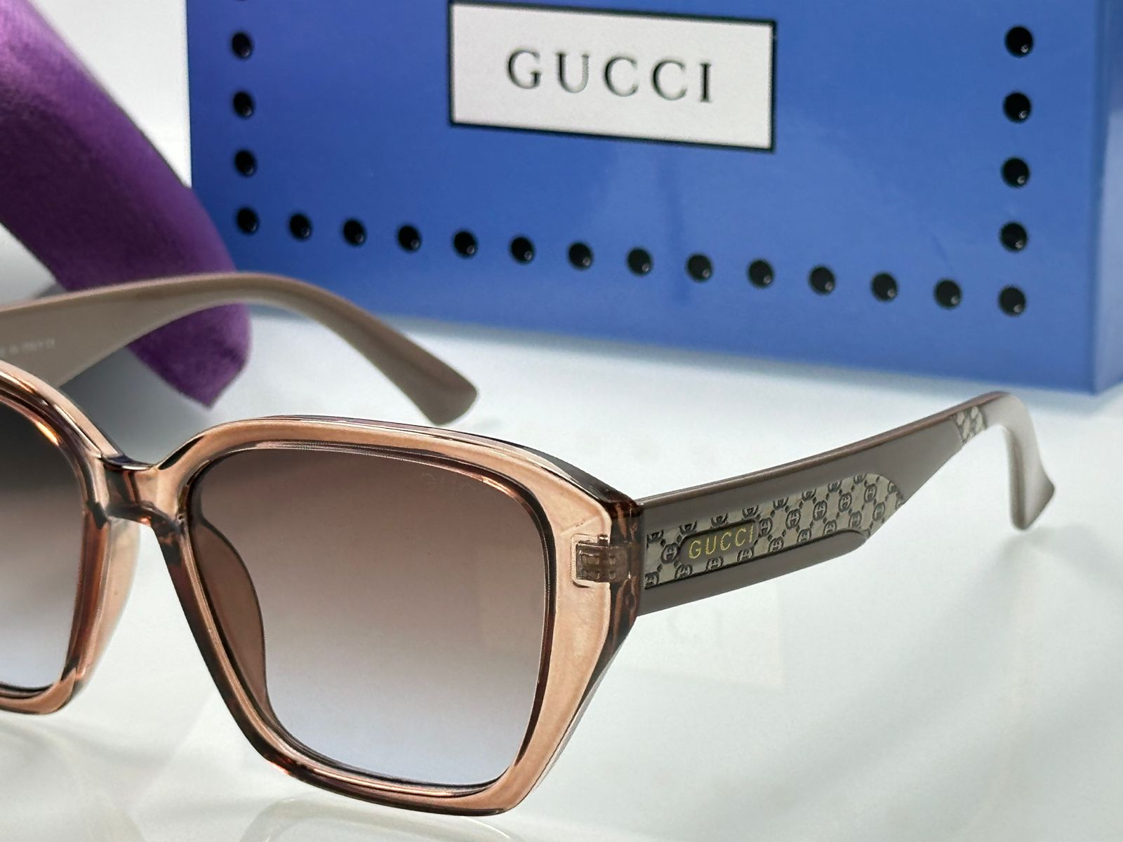Gucci Women's Oversized Square Sunglasses - Premium Geometric Fashion with Signature Logo Temples - Image 8