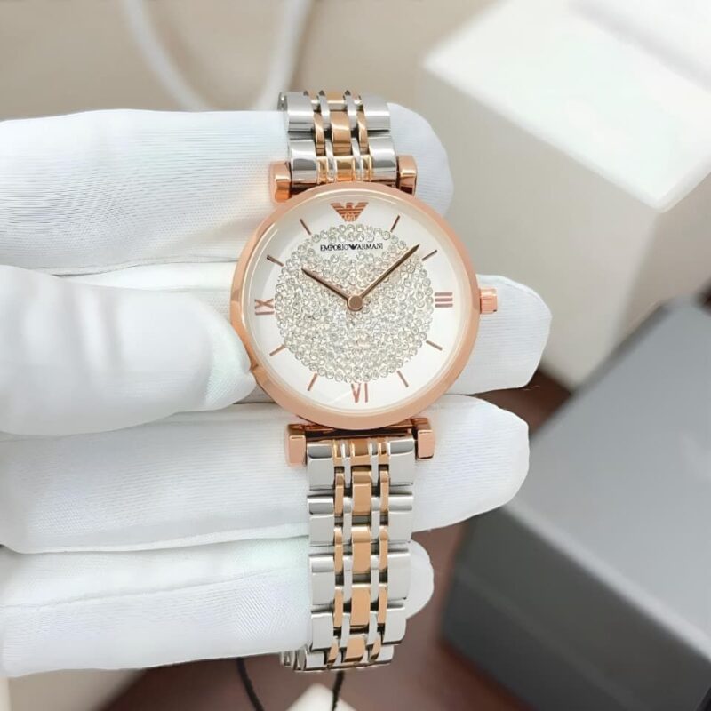 Emporio Armani Stainless Steel Two-Tone rose gold 33mm Quartz Movement Women's Watch