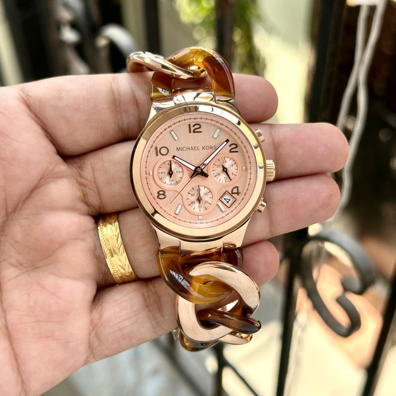 Michael Kors Lexington Runway Women's Watch - MK4269 Rose Gold & Brown Ceramic Chronograph Luxe 38mm