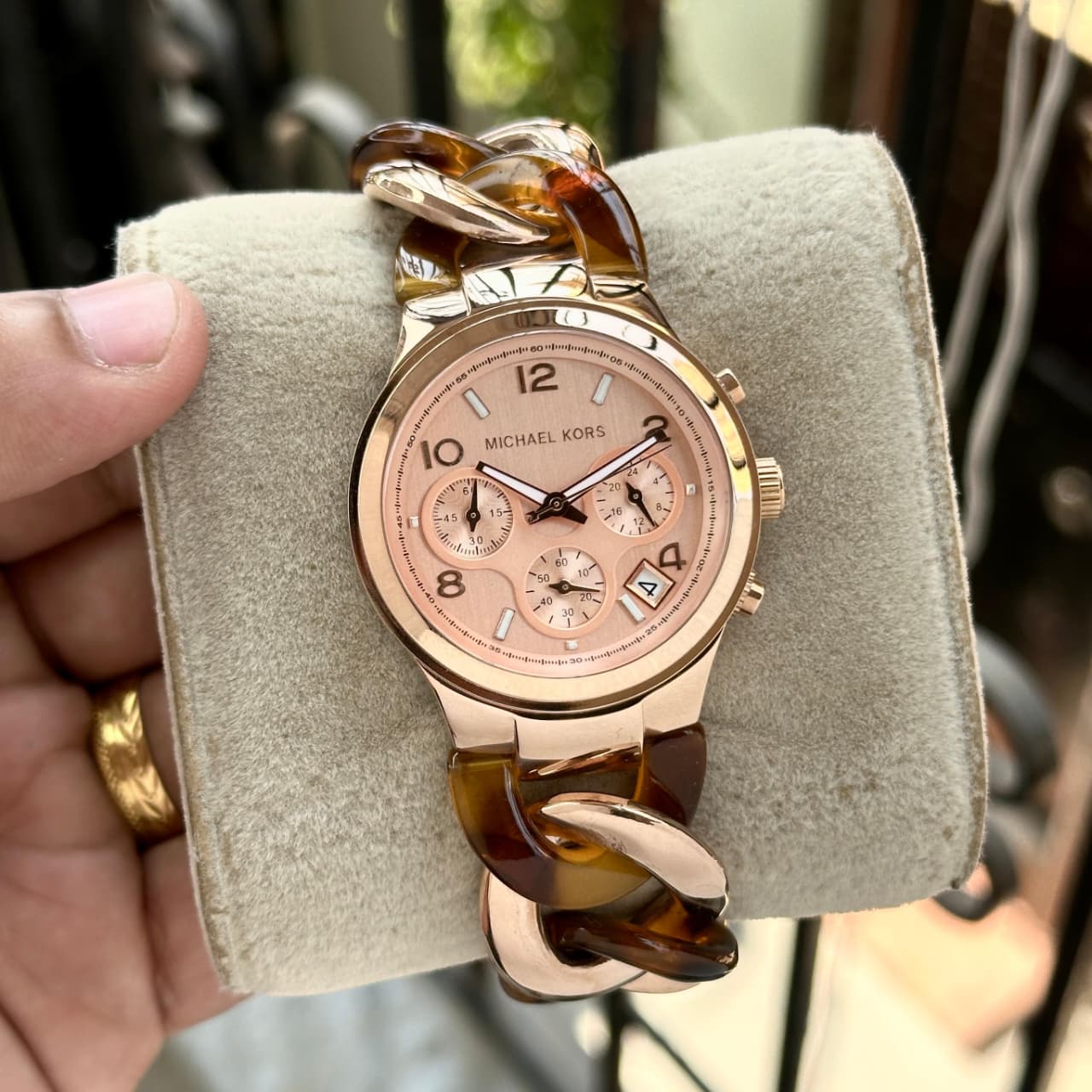 Michael Kors Lexington Runway Women's Watch - MK4269 Rose Gold & Brown Ceramic Chronograph Luxe 38mm - Image 4