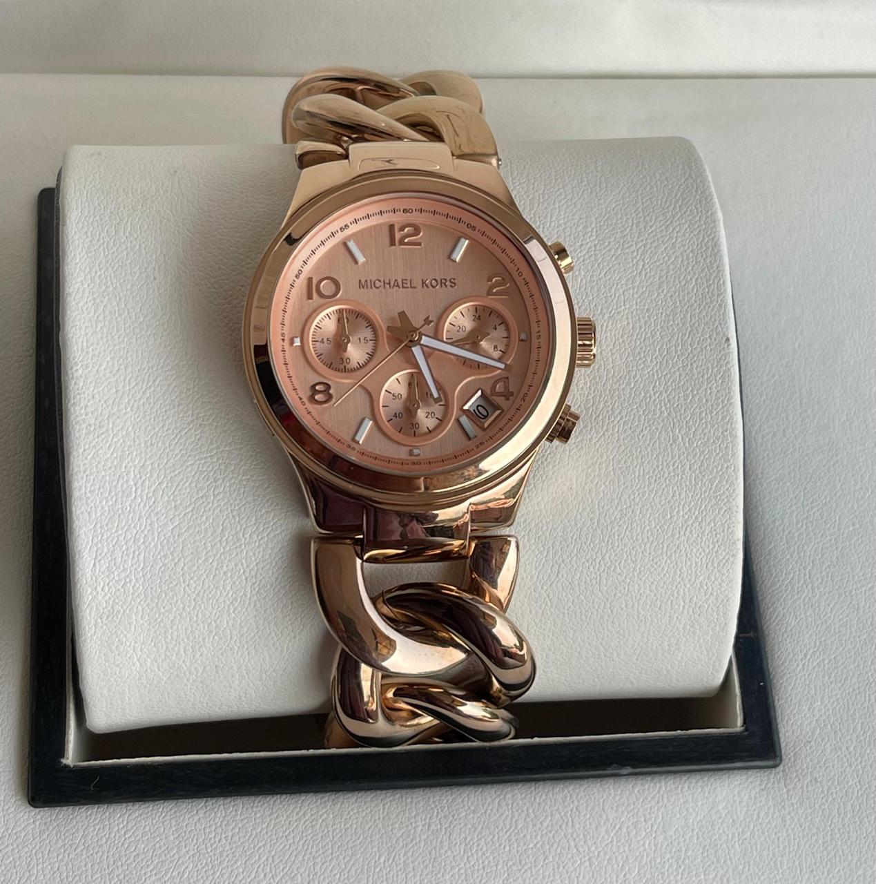 Michael Kors Lexington Runway Women's Watch - MK4269 Rose Gold & Brown Ceramic Chronograph Luxe 38mm - Image 7