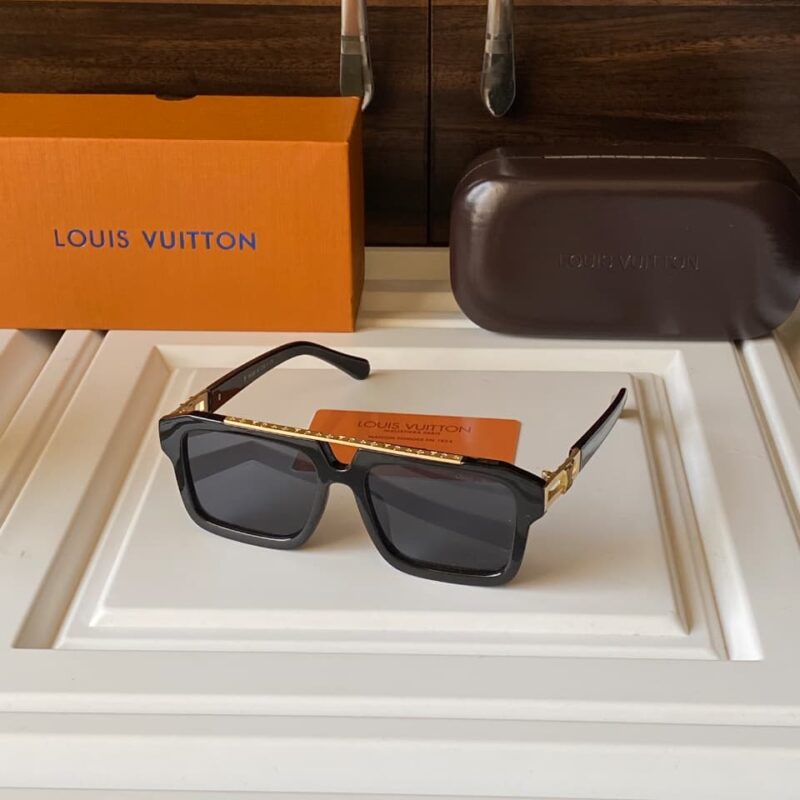 Louis Vuitton Millionaire Sunglasses Square Black & Gold Men's Luxury