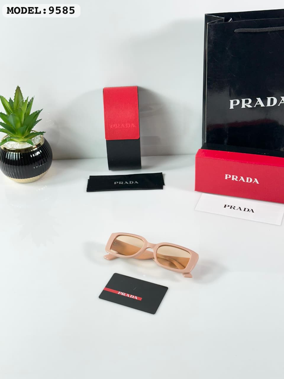 Prada PR 17WS Symbole Rectangular Luxury Fashion Unisex Sunglasses - Image 2