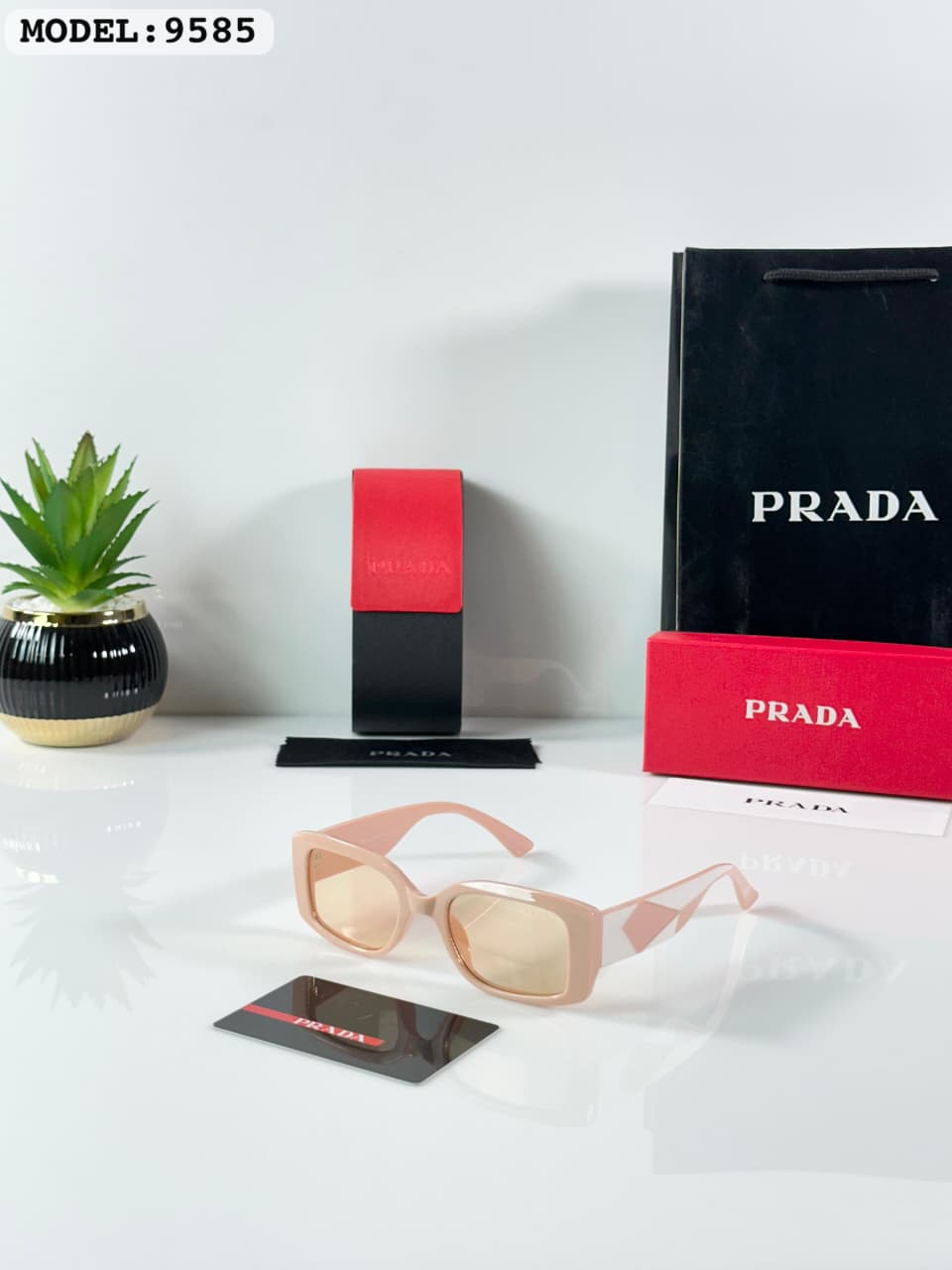 Prada PR 17WS Symbole Rectangular Luxury Fashion Unisex Sunglasses