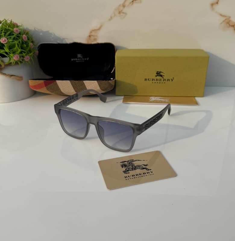 Burberry B Series Check Detail Rectangular Luxury Unisex Sunglasses
