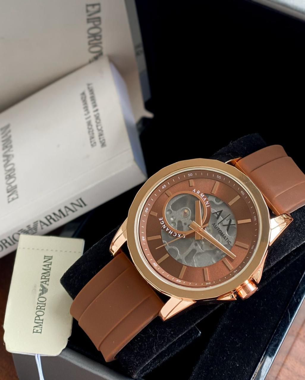 Armani Exchange AX1722 Open Heart Rose gold Skeleton 43mm Automatic Men's Watch - Image 2