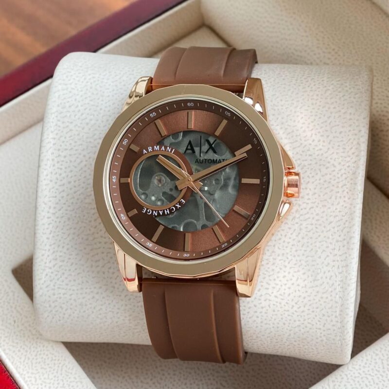 Armani Exchange AX1722 Open Heart Rose gold Skeleton 43mm Automatic Men's Watch