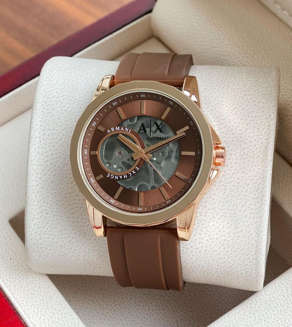 Armani Exchange AX1722 Open Heart Rose gold Skeleton 43mm Automatic Men's Watch