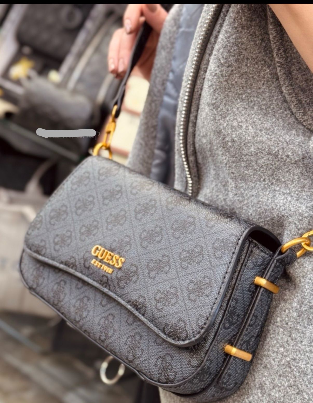 Guess Textured Danna Polyurethane Saddle Shoulder Bag