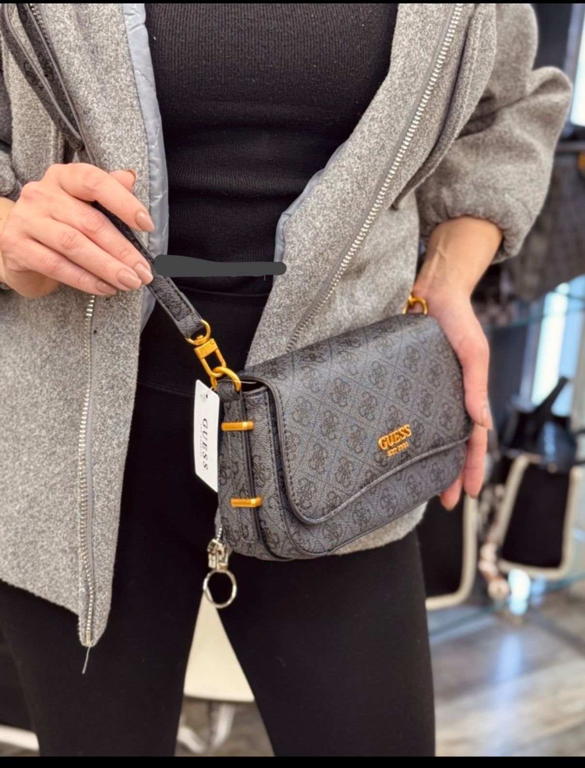 Guess Textured Danna Polyurethane Saddle Shoulder Bag - Image 2