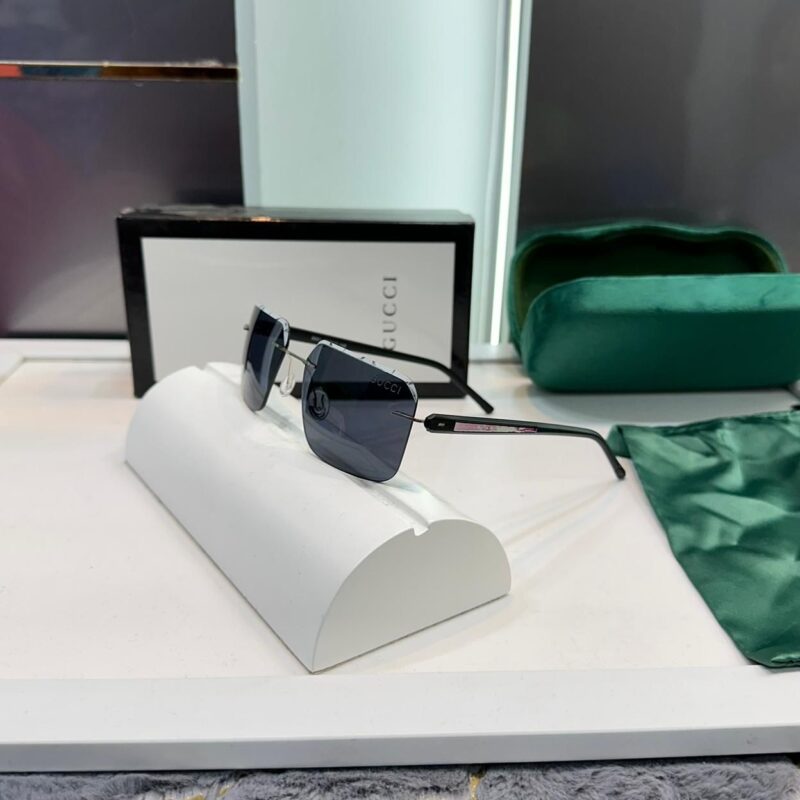 Gucci GG Logo Rectangular Black Acetate Luxury Unisex Sunglasses